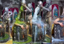 शिवलिंग से लिपटकर दुग्धाभिषेक
