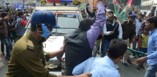 पटना के डाकबंगला चौराहा पर भारत बंद के आंदोलनकारियों की उदंडता